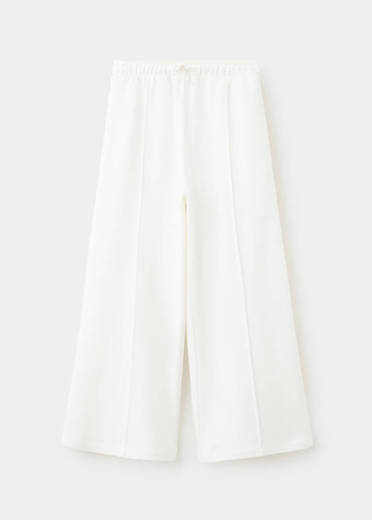 Mango Kids' Joggers Palazzo En Coton In Blanc Cassé