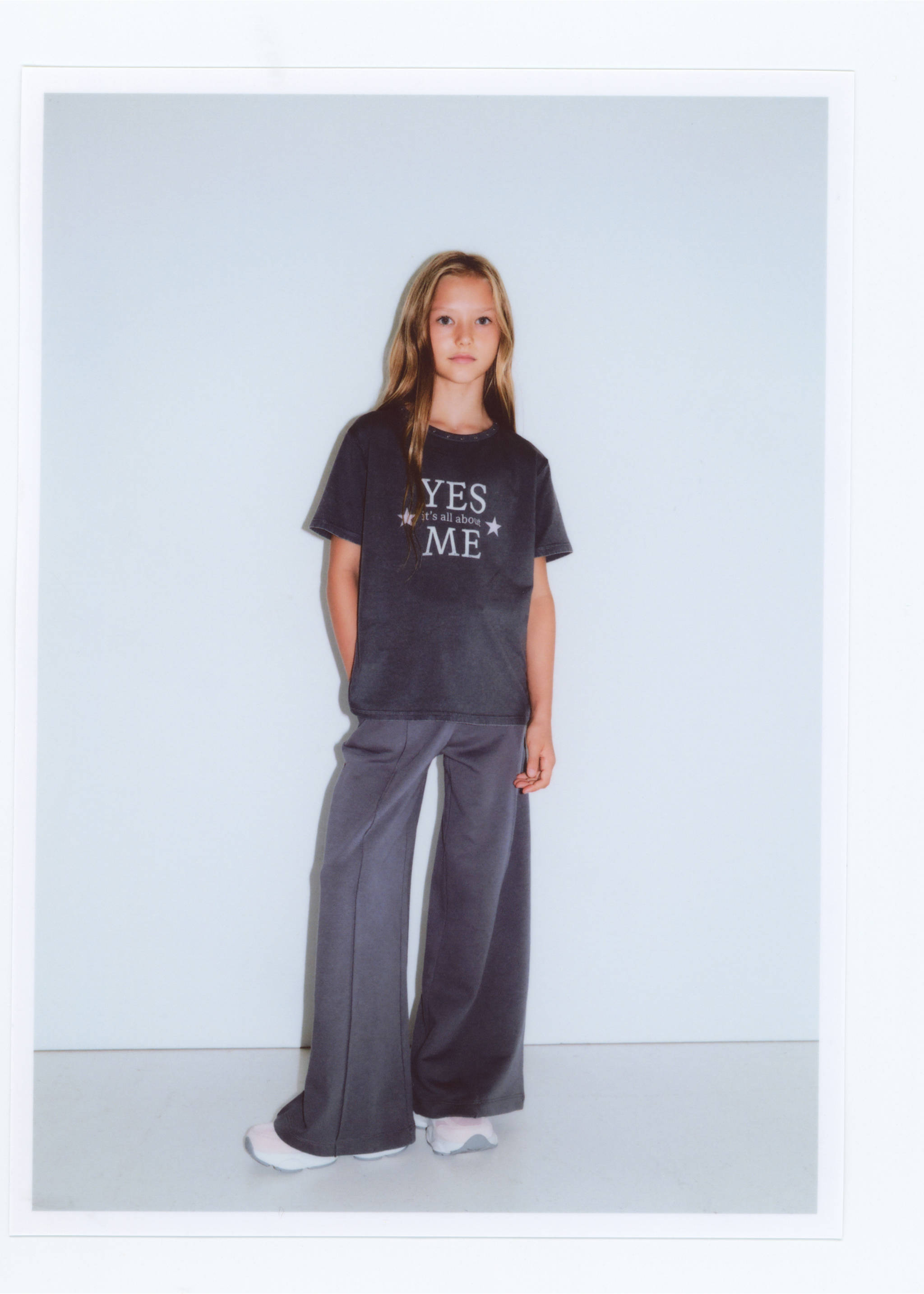 Cotton palazzo joggers - Details of the article 5, Charcoal. Ref: 37064428-00.