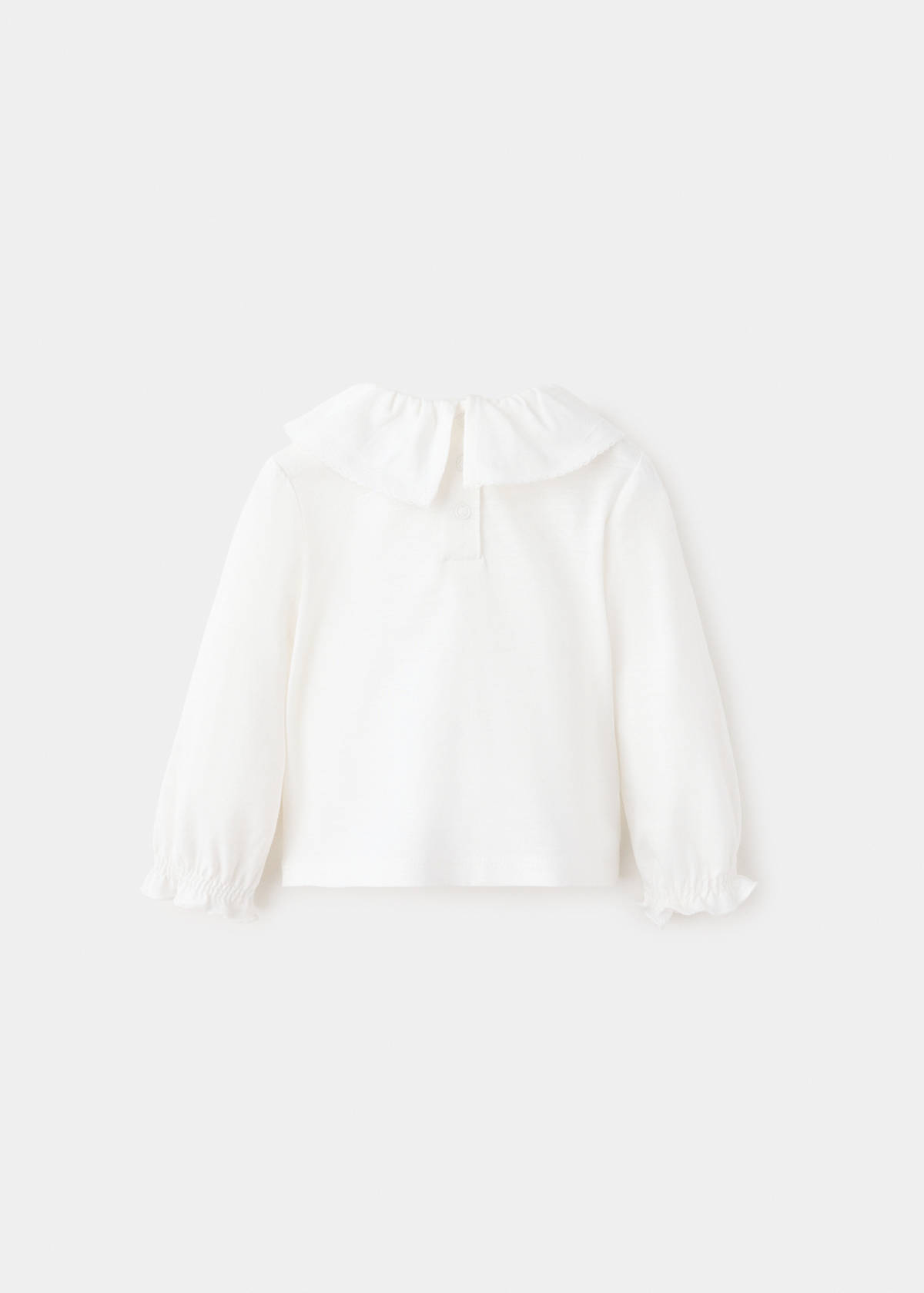 Cotton T-shirt with Peter Pan collar — Off White