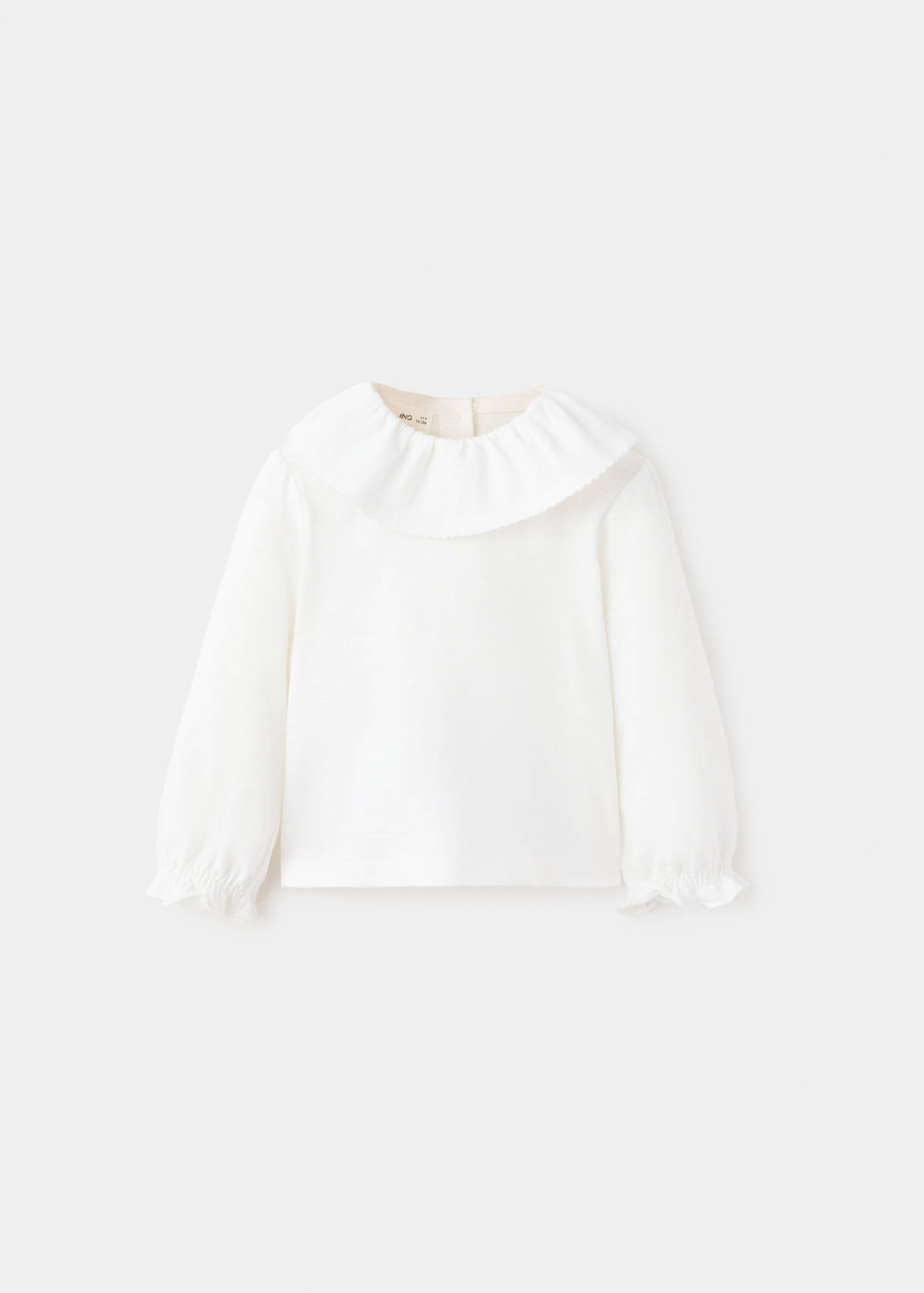 Cotton T-shirt with Peter Pan collar — Off White