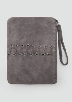 Leather pouch with eyelets — Grey 3