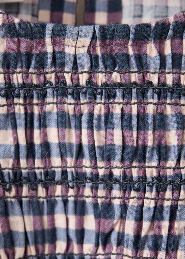 Smocked vichy blouse — Violet