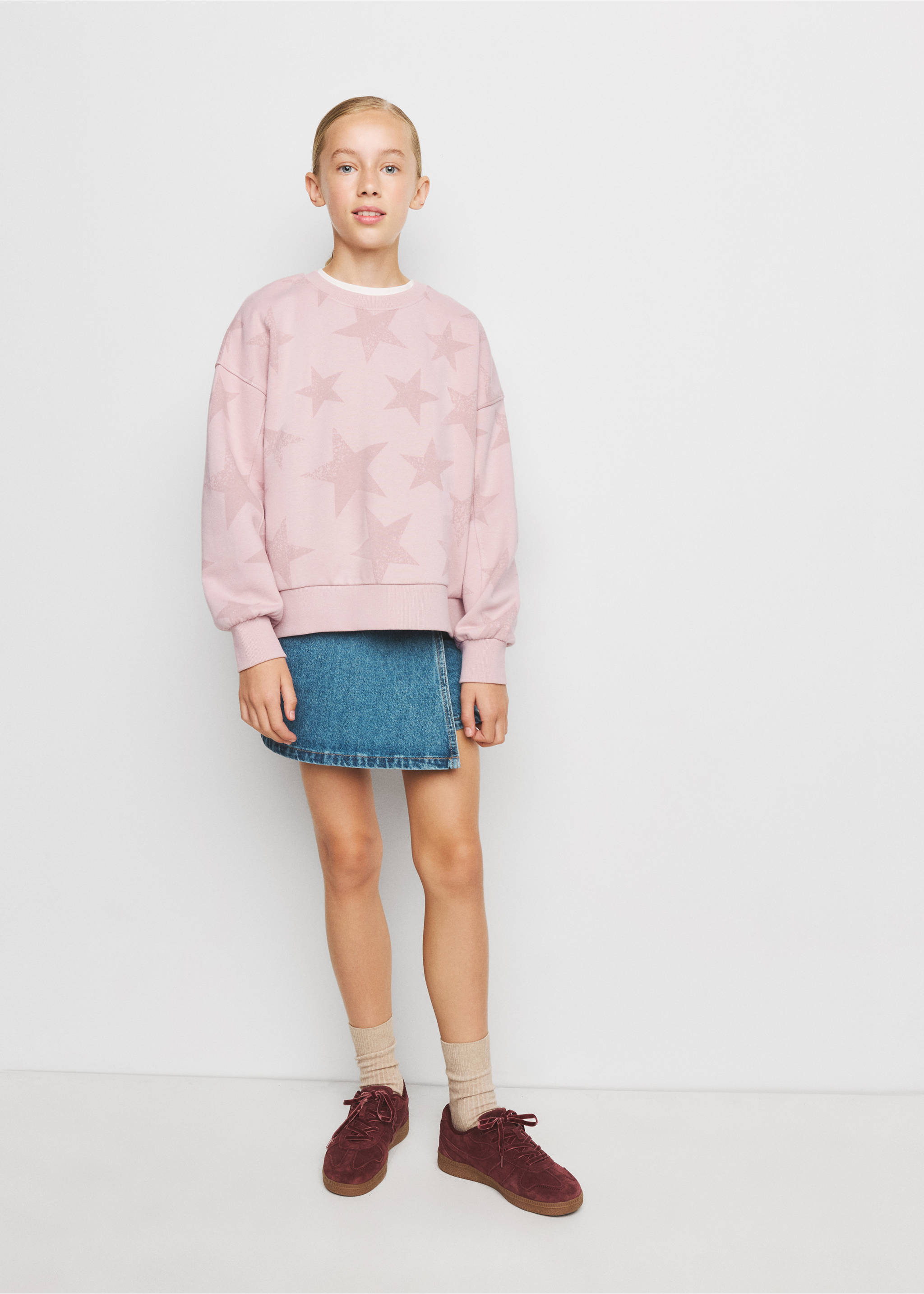 Star print cotton sweatshirt - General plane, Pink. Ref: 37064432-00.