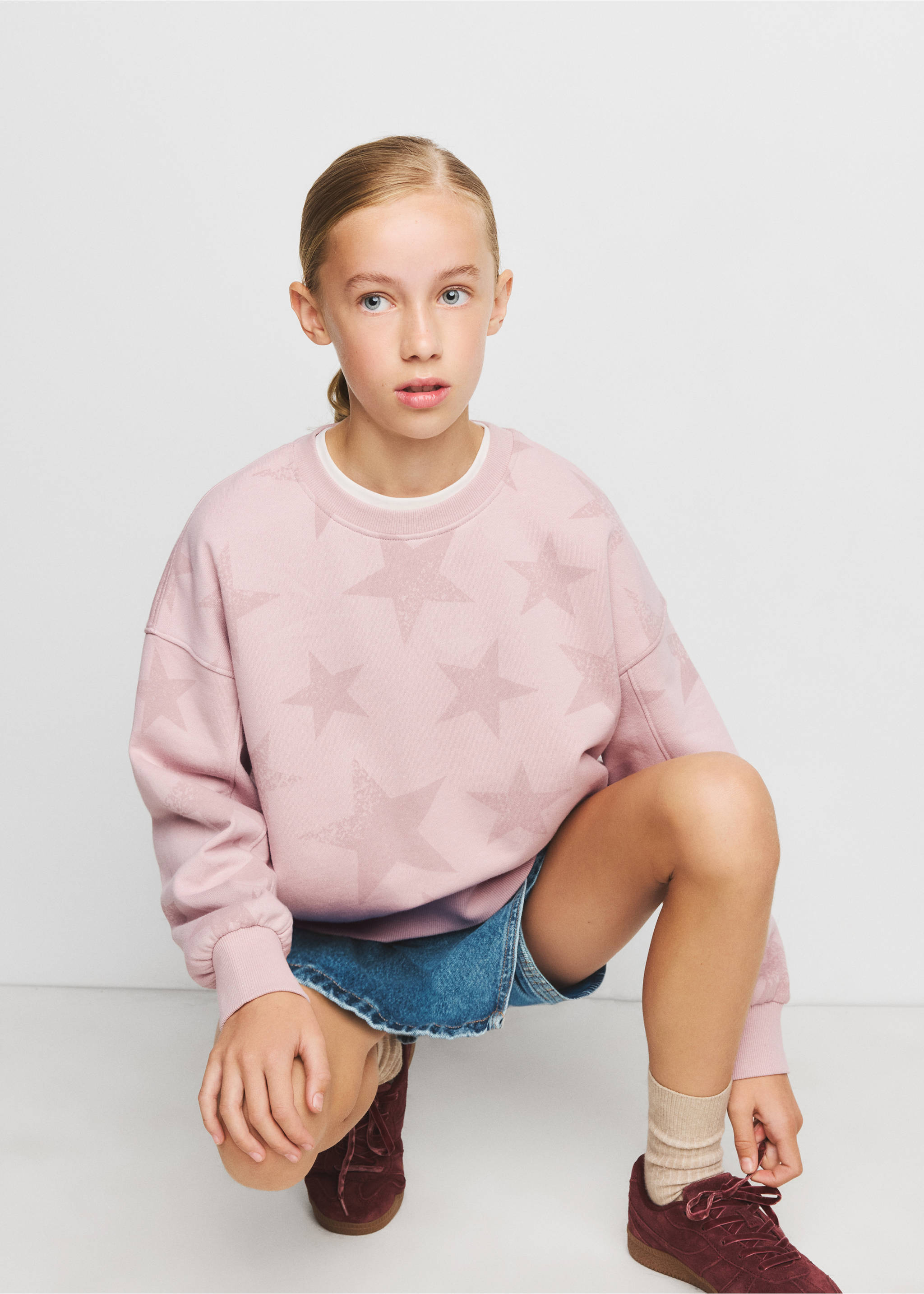 Star print cotton sweatshirt - Medium plane, Pink. Ref: 37064432-00.