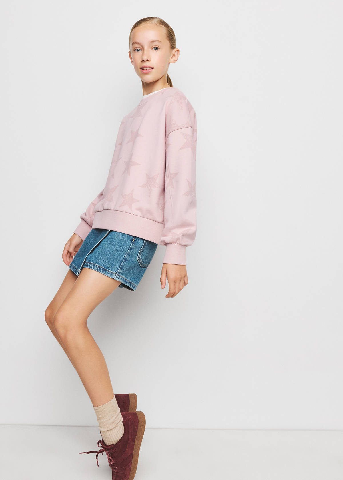 Star print cotton sweatshirt — Pink