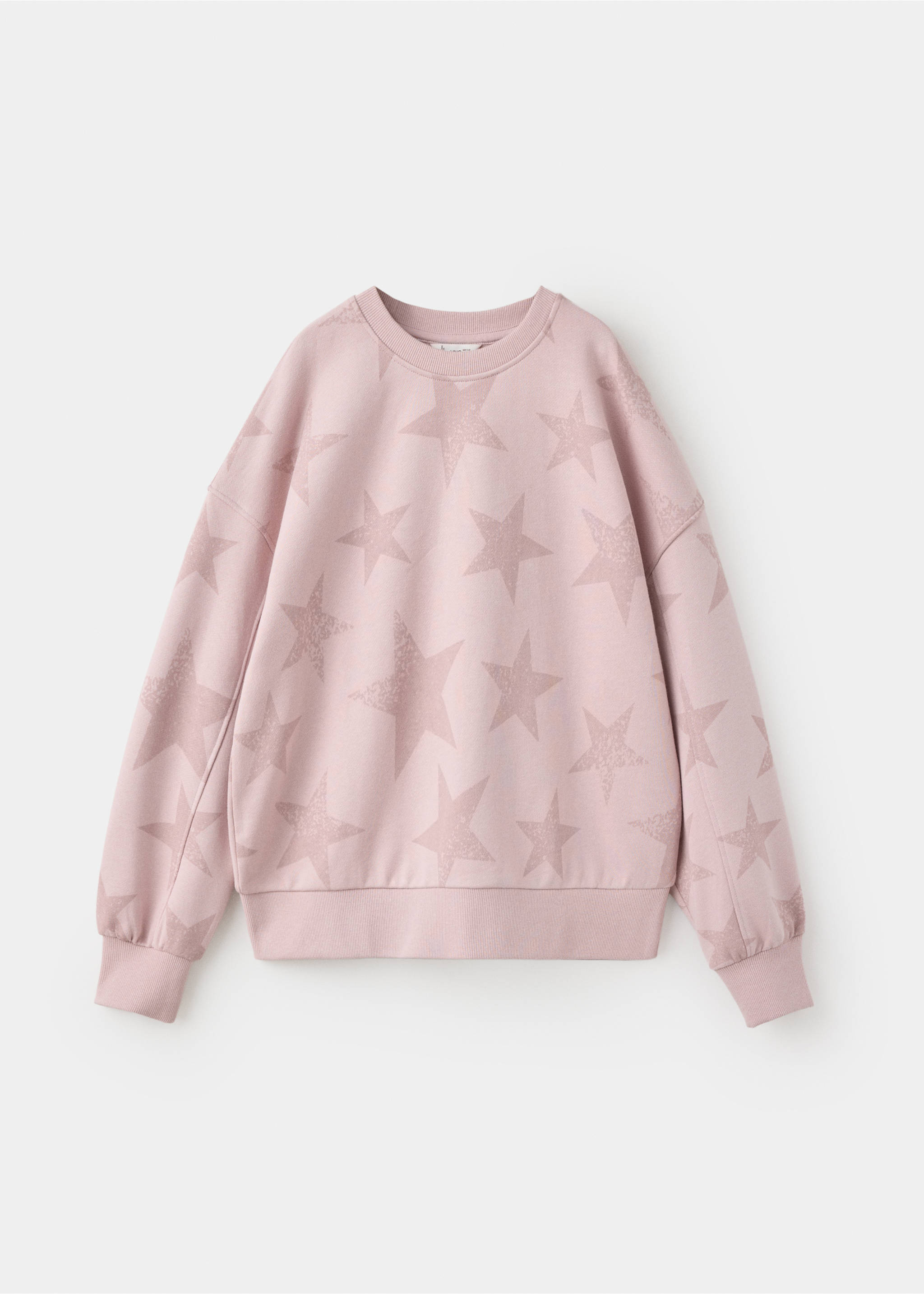 Star print cotton sweatshirt - Article without model, Pink. Ref: 37064432-00.