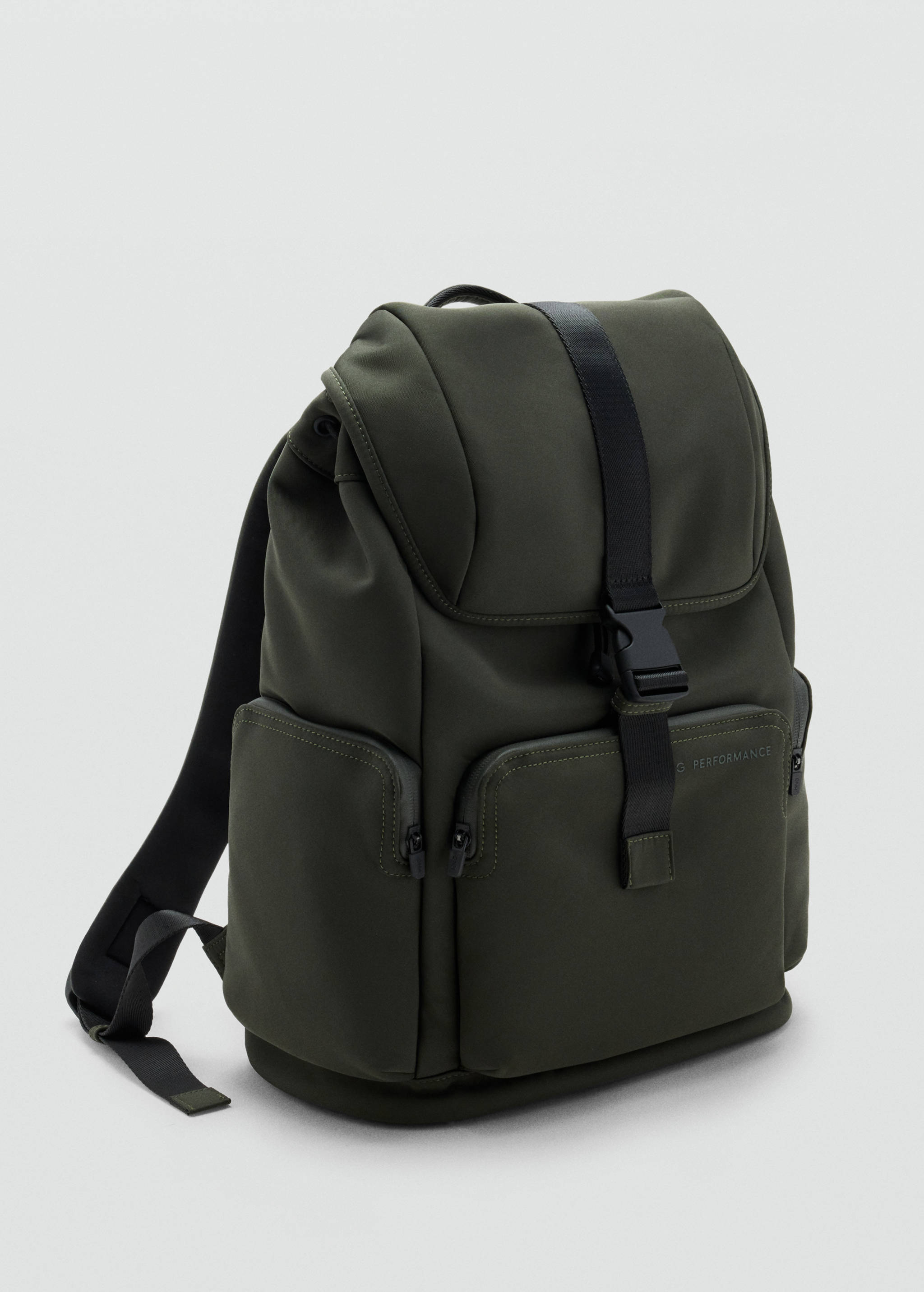 Rubberized backpack with flap closure - Medium plane