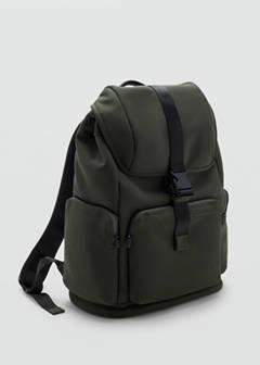Rubberized backpack with flap closure — Khaki 2