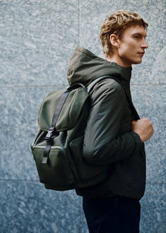 Rubberized backpack with flap closure — Khaki 6