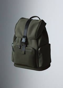 Rubberized backpack with flap closure — Khaki 7