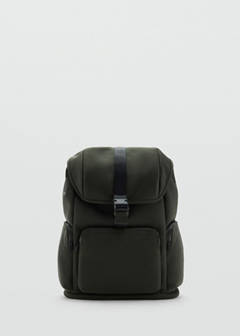 Rubberized backpack with flap closure — Khaki 1