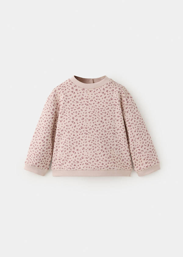 Cotton sweatshirt with floral print — Pink