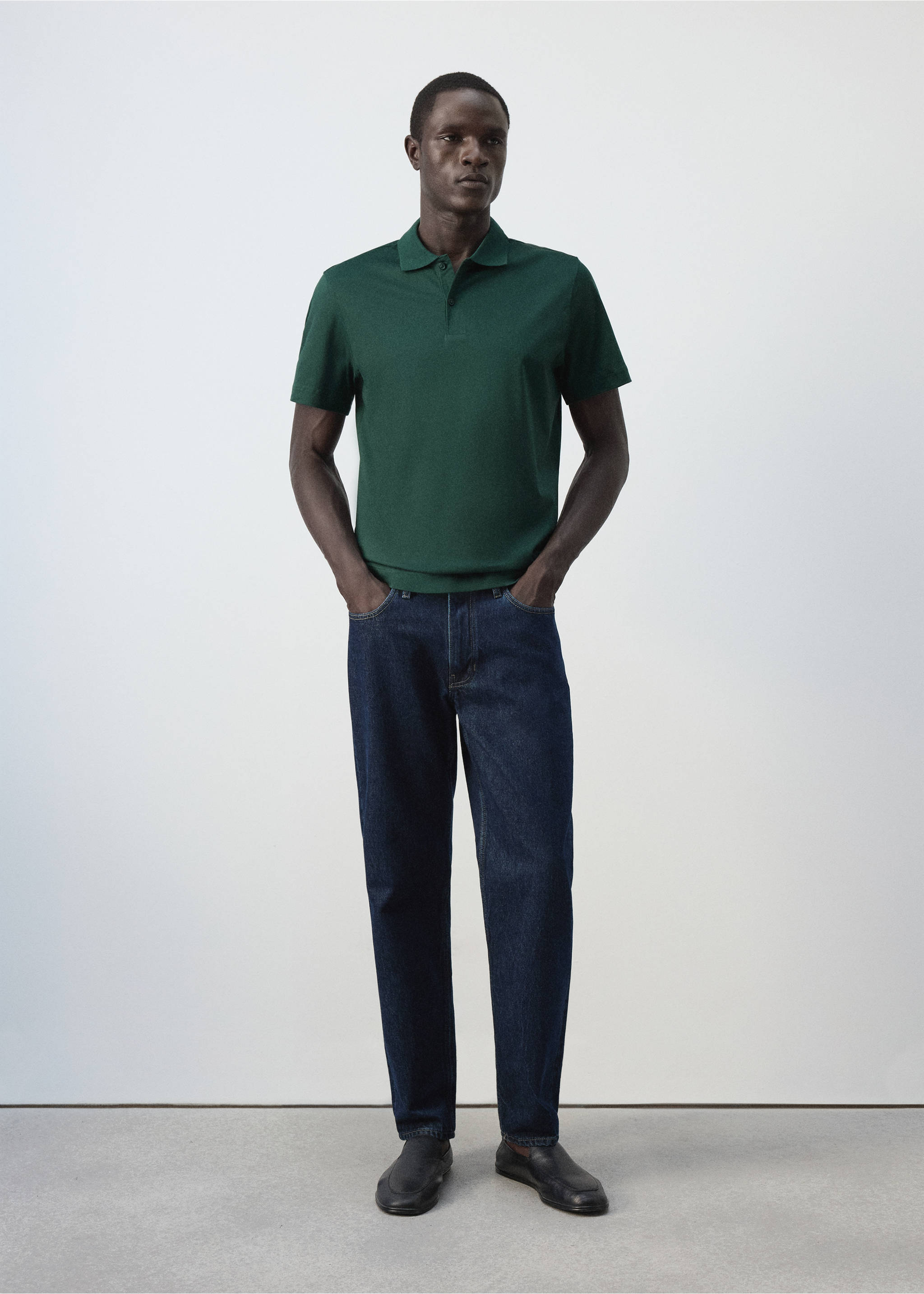 Polo coton regular-fit - Plan général, Vert billard. Ref: 37064435-00.