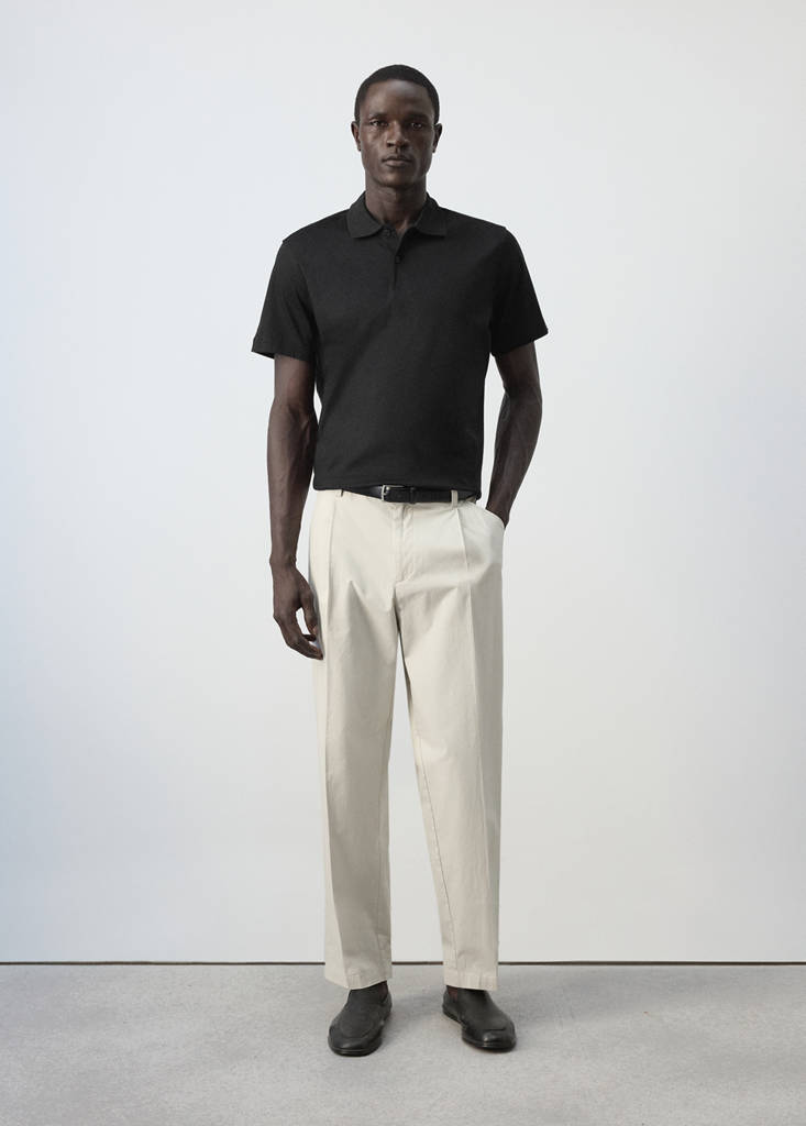 Regular-fit cotton polo shirt — Black