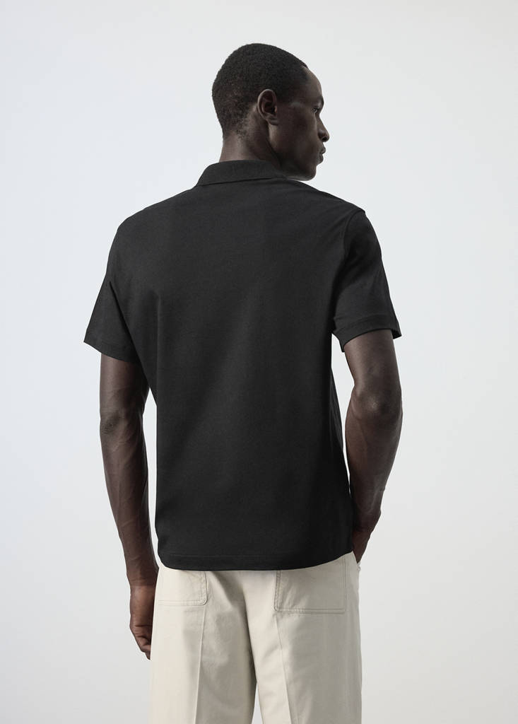 Regular-fit cotton polo shirt — Black