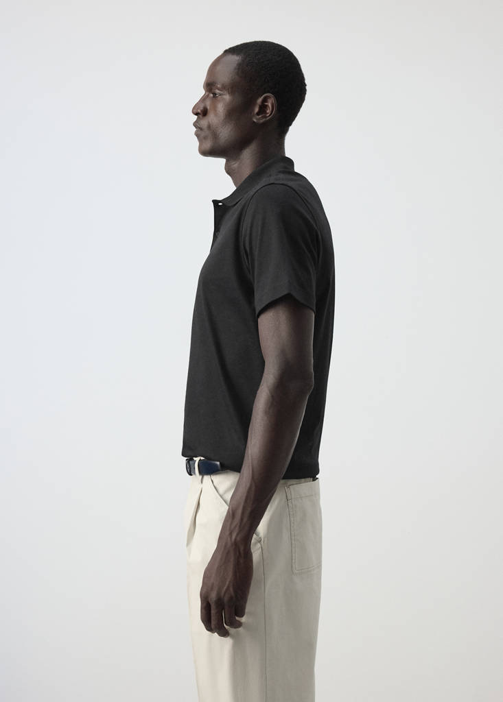 Regular-fit cotton polo shirt — Black