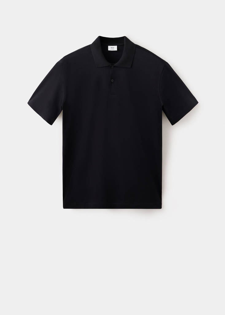 Regular-fit cotton polo shirt — Black
