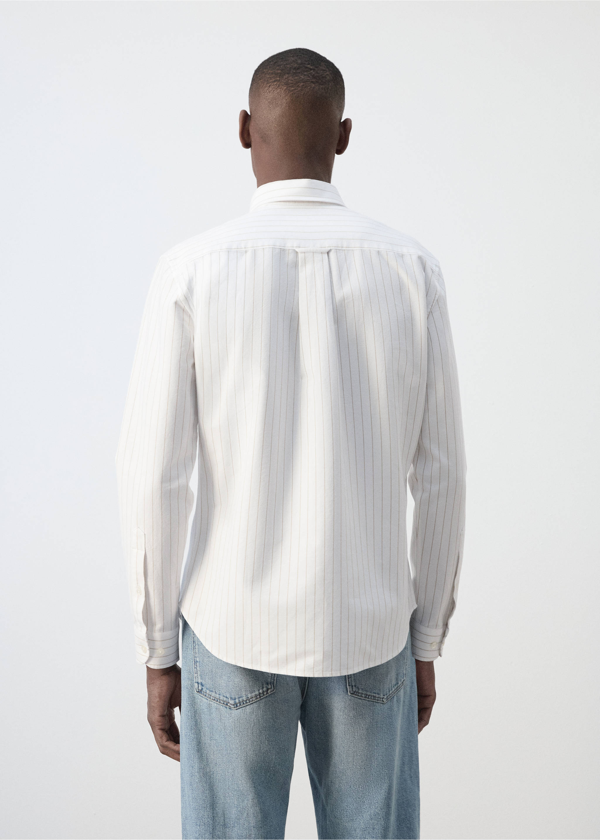 100% cotton striped shirt - Reverse of the article, Beige. Ref: 37064437-00.