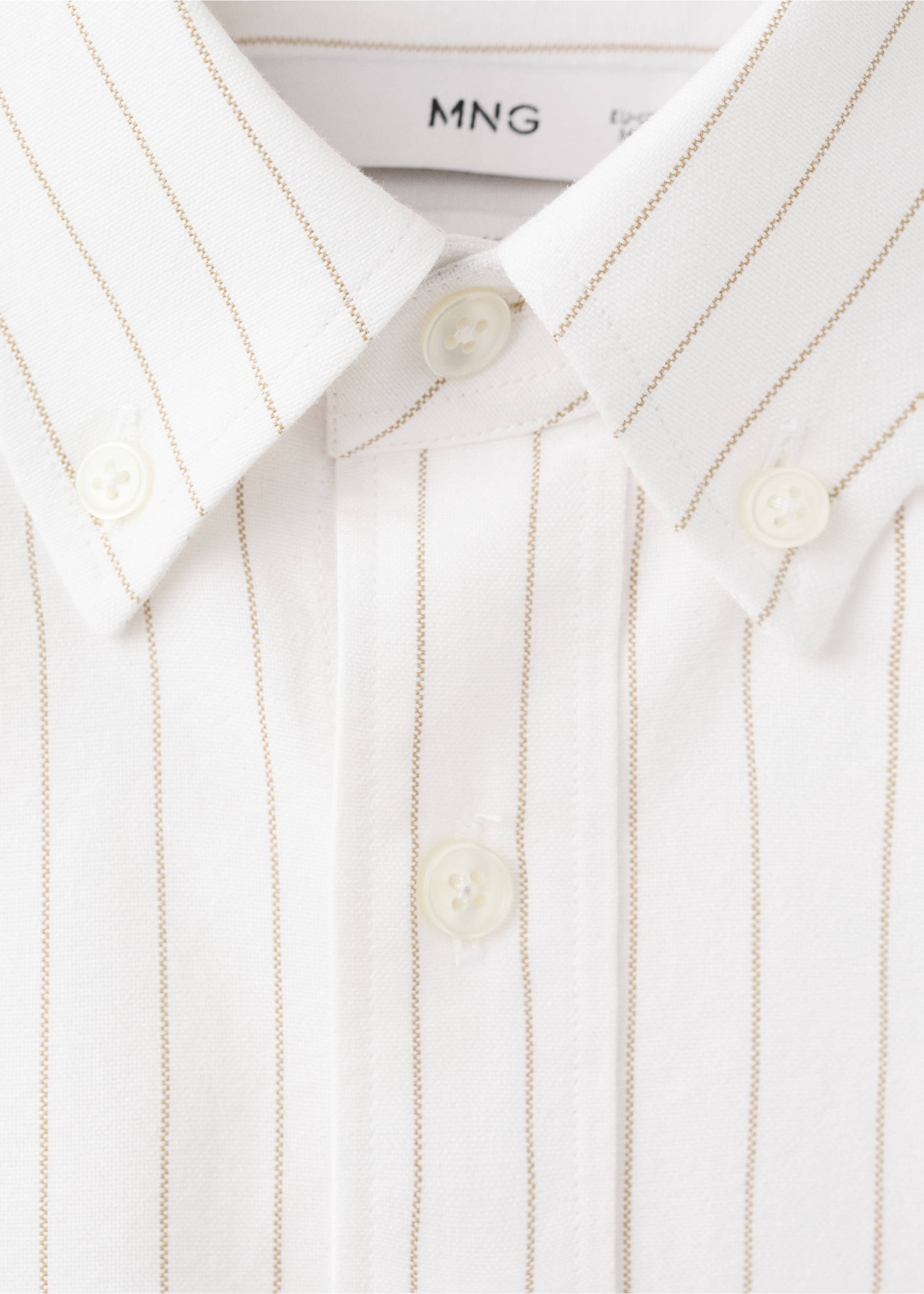 100% cotton striped shirt - Details of the article 8, Beige. Ref: 37064437-00.