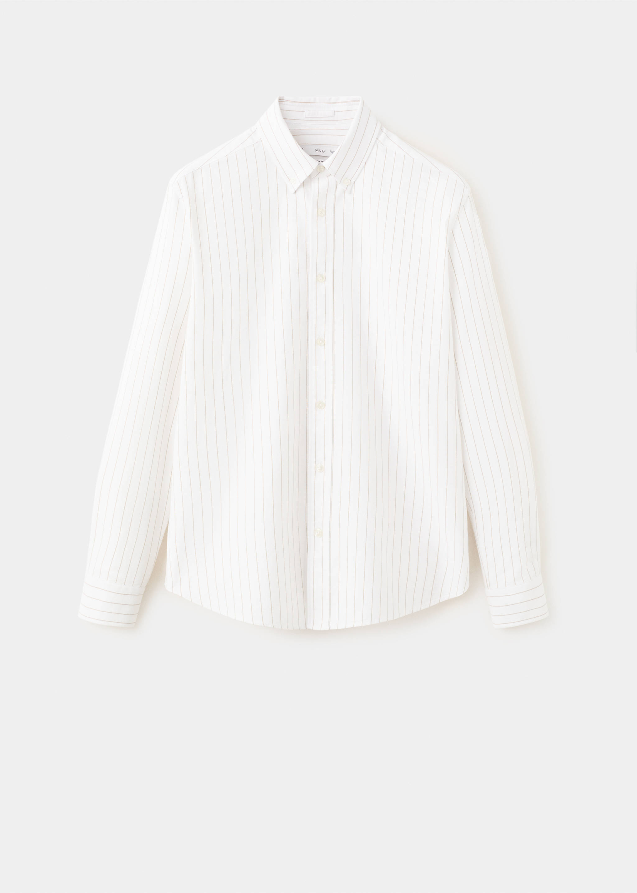 100% cotton striped shirt - Article without model, Beige. Ref: 37064437-00.