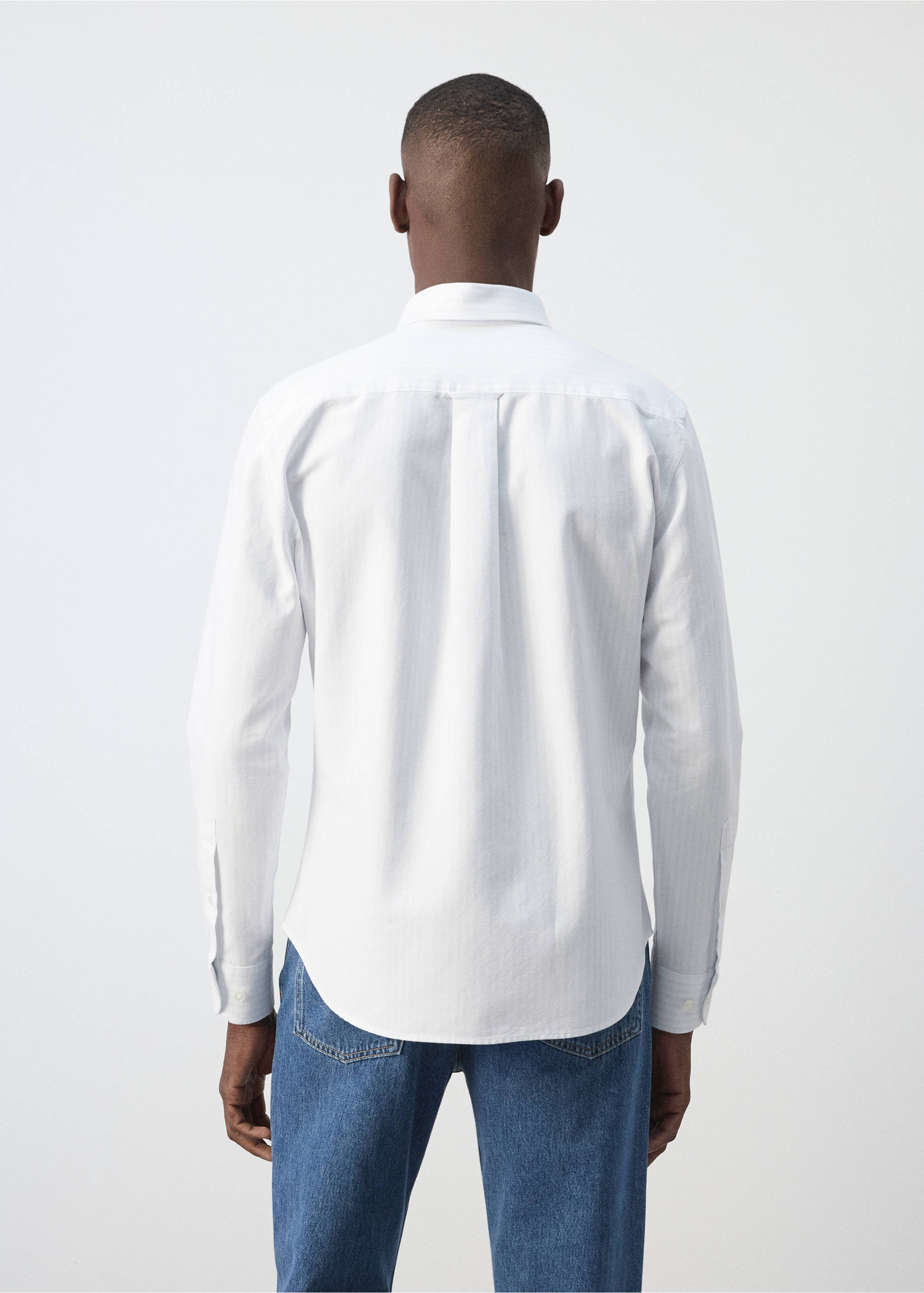 100% cotton striped shirt - Reverse of the article, Sky Blue. Ref: 37064437-00.
