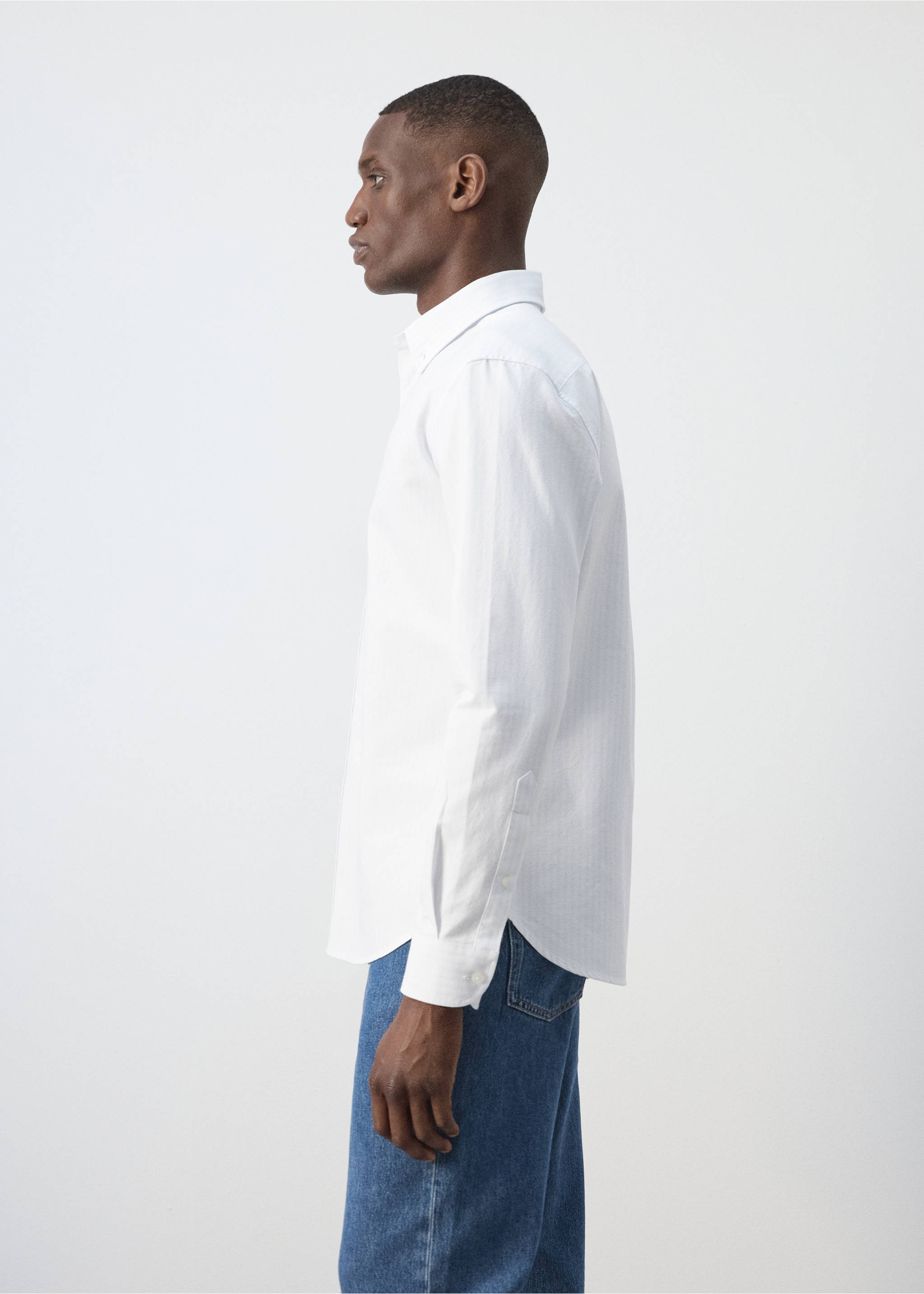 100% cotton striped shirt - Details of the article 2, Sky Blue. Ref: 37064437-00.