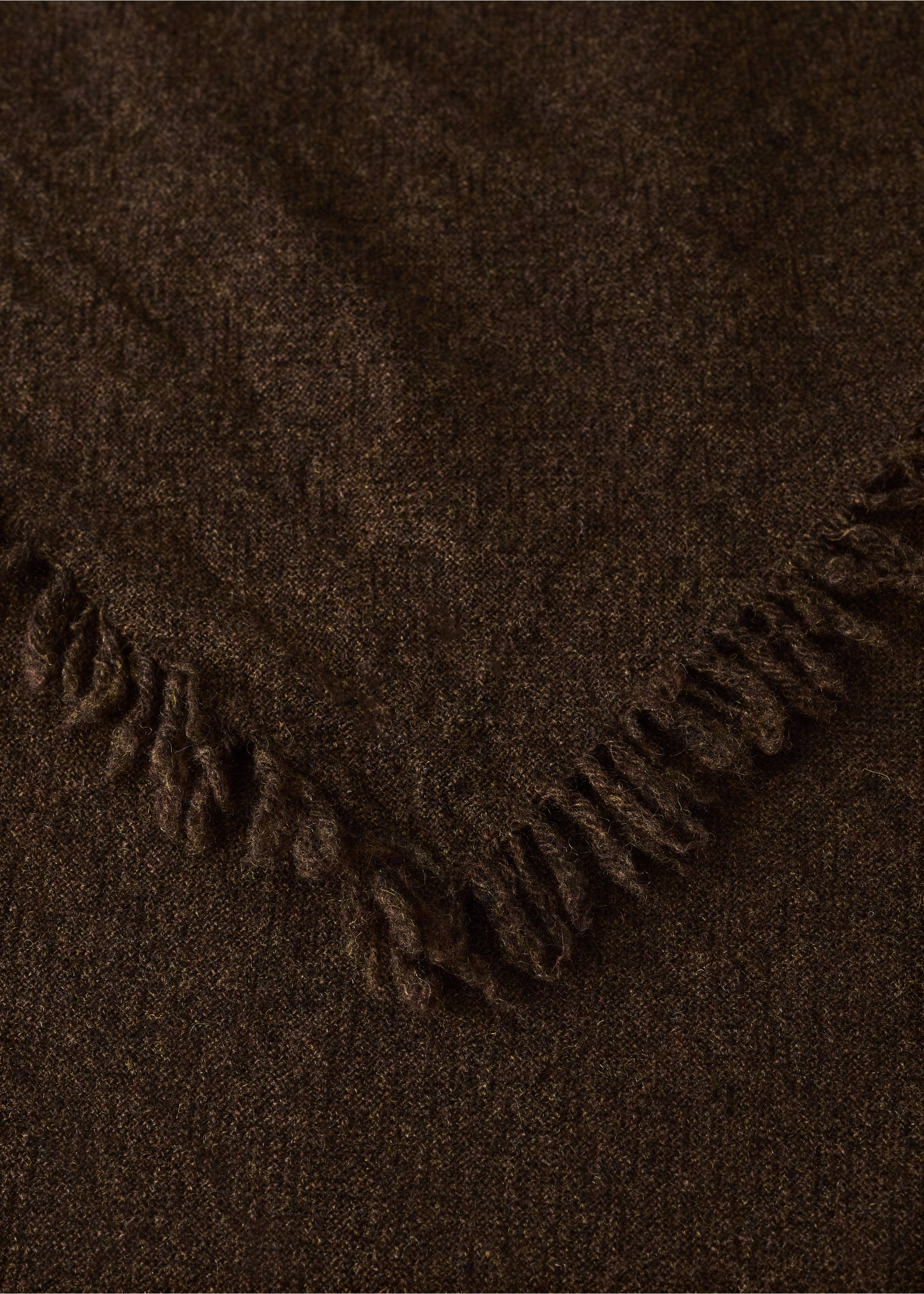 Wollen plaid met franjes - Detail van het artikel 2, Oranjebruin. Ref: 37064438-00.