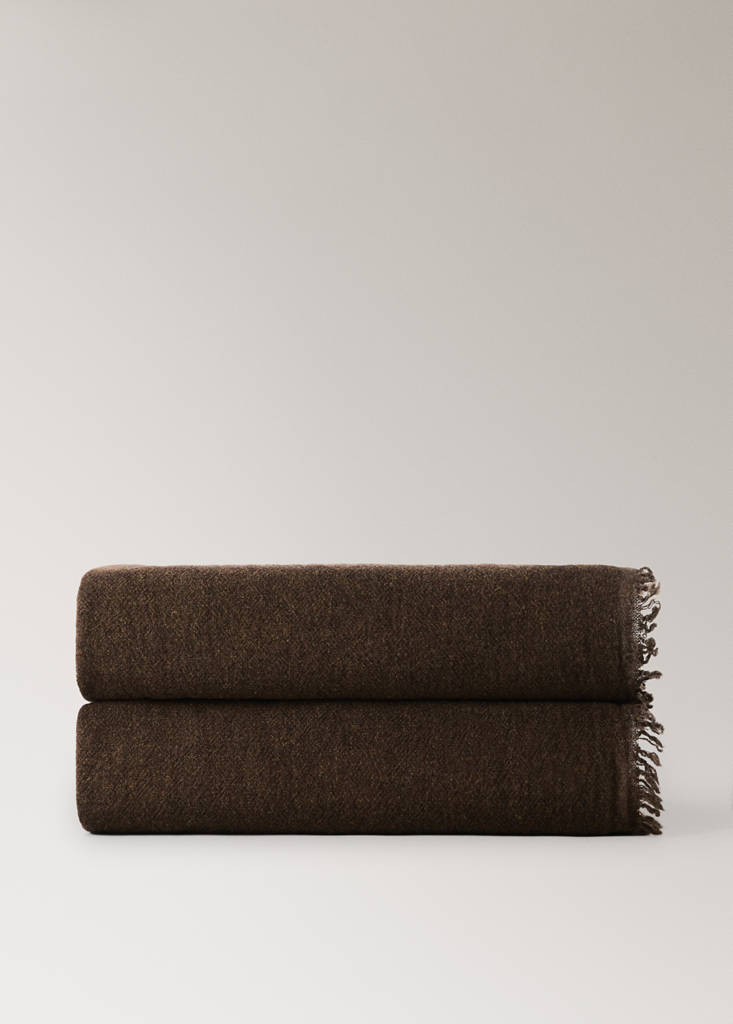 Wool throw with fringed detail — Burnt Orange