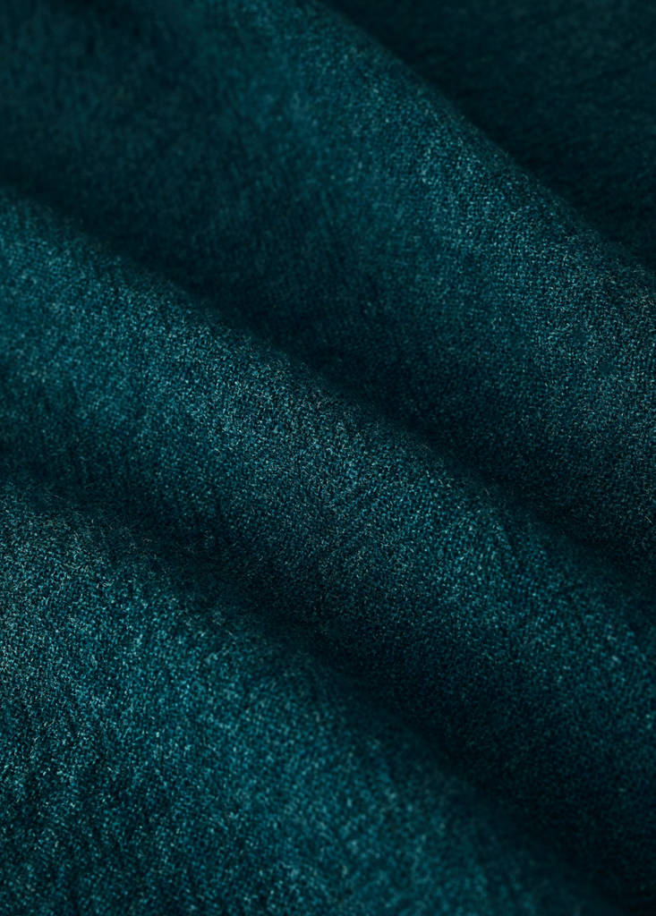 Wool throw with fringed detail — Petrol Blue