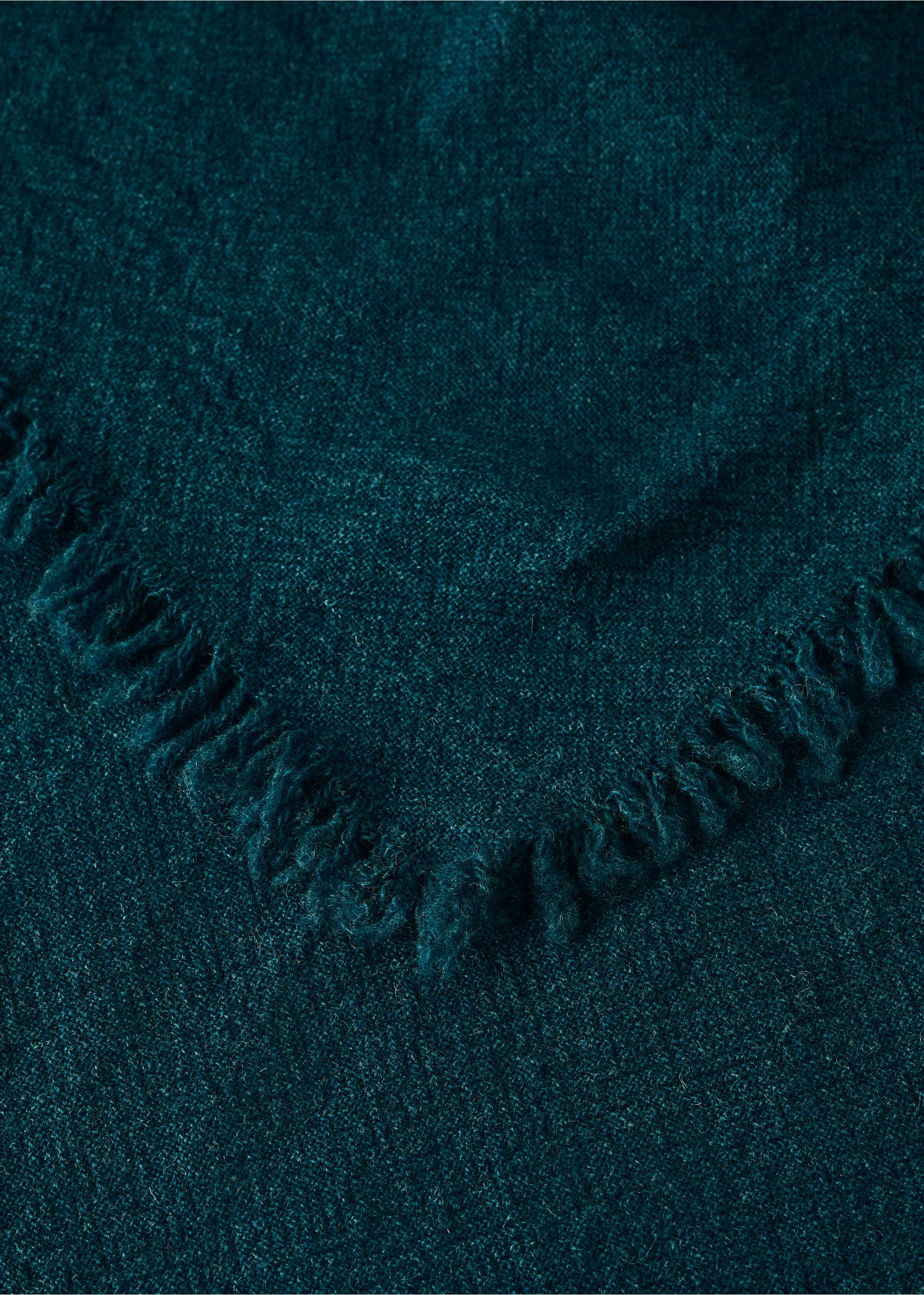 Couverture en laine détail franges - Détail de l'article 2, Bleu pétrole. Ref: 37064438-00.