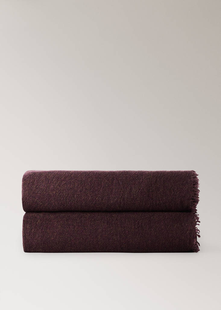 Wool throw with fringed detail — Dark Red
