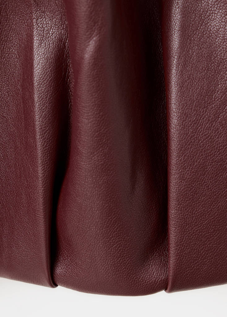 Faux leather funnel neck jacket — Maroon
