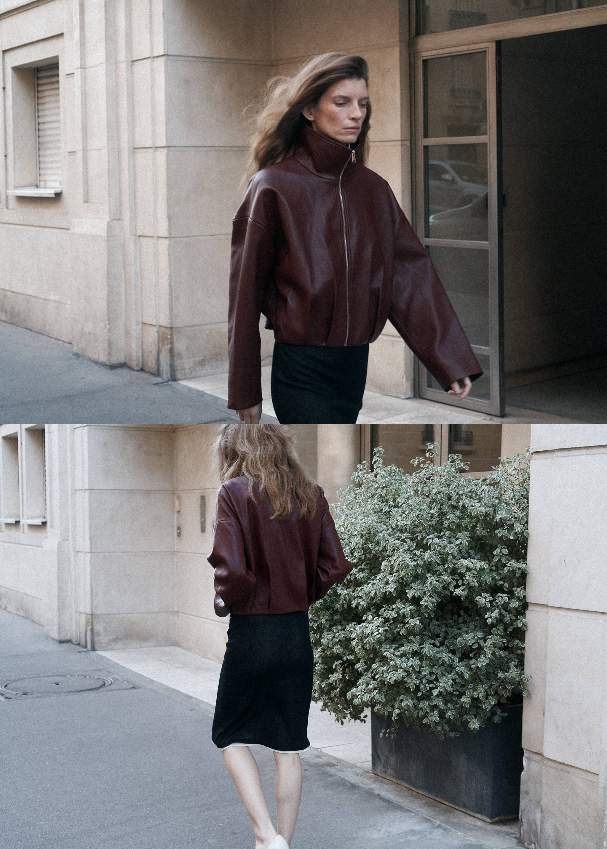 Jaqueta efecte pell coll embut - Revers de l'article