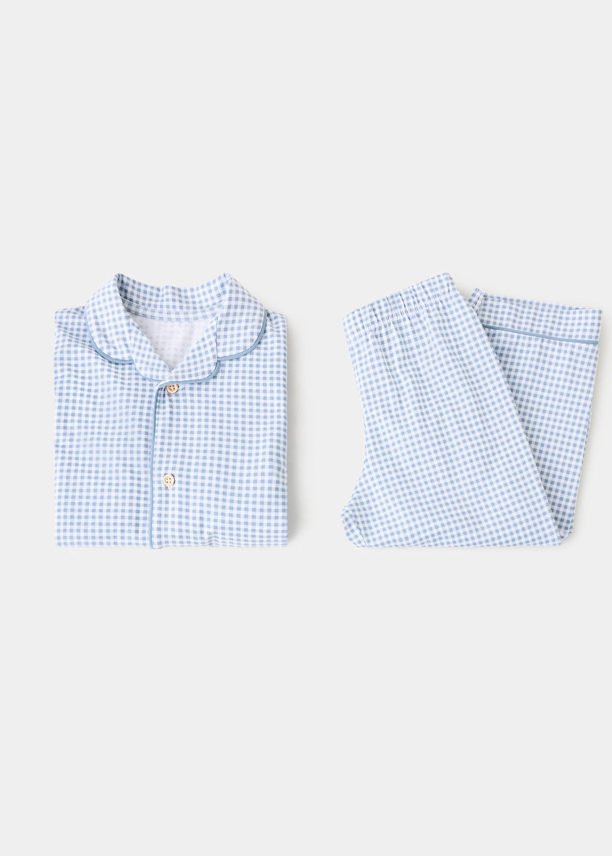 Full cotton check pyjamas — Blue