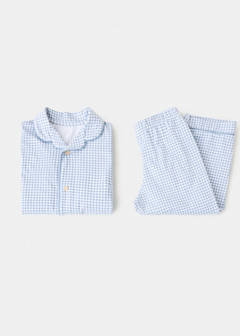 Full cotton check pyjamas — Blue 4