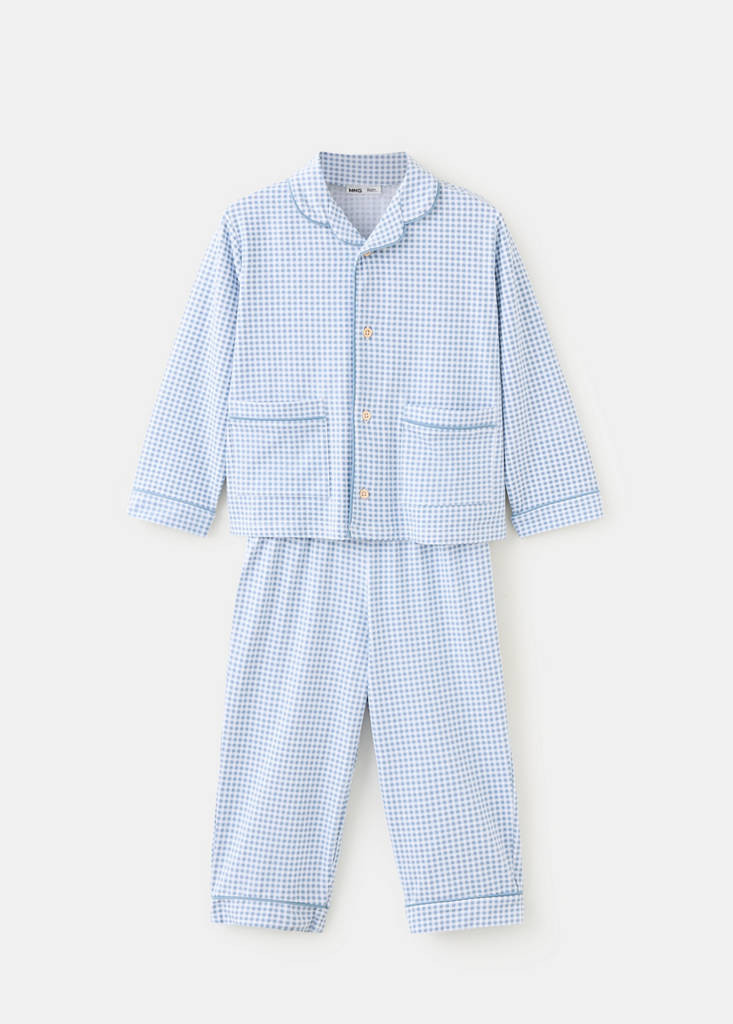 Full cotton check pyjamas — Blue
