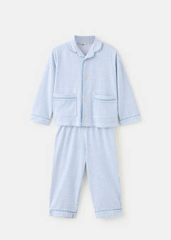 Full cotton check pyjamas — Blue 1