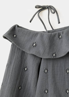 Printed blouse with an asymmetric collar — Grey 3