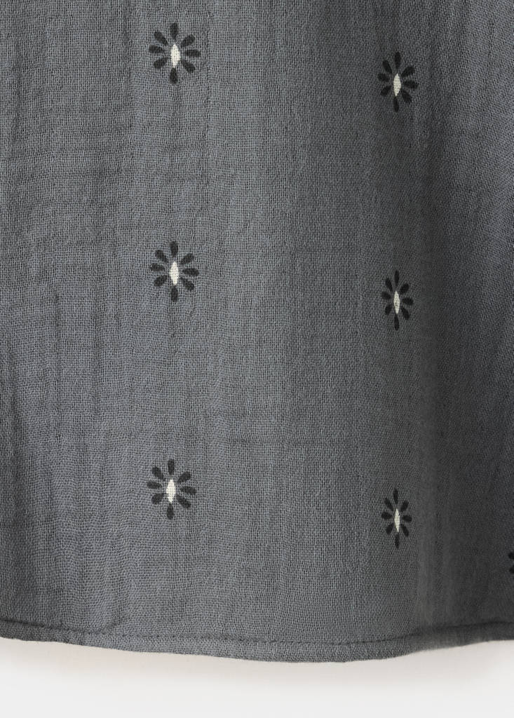 Printed blouse with an asymmetric collar — Grey