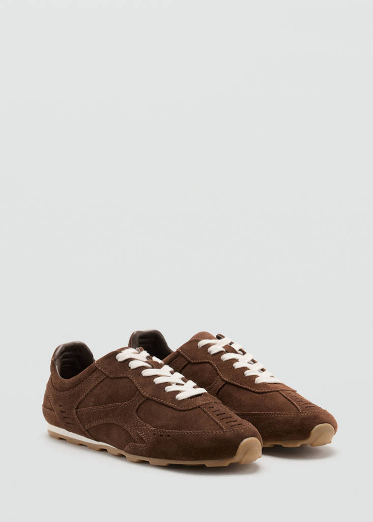 Contrast leather trainers