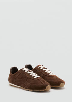 Contrast leather trainers — Chocolate 2