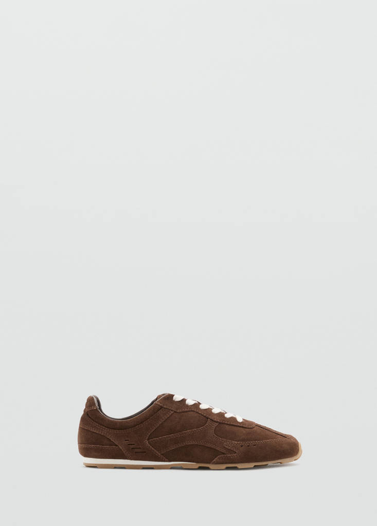 Kontrastowe buty sportowe ze skóry czekoladowy - Kobieta - 39 - MANGO