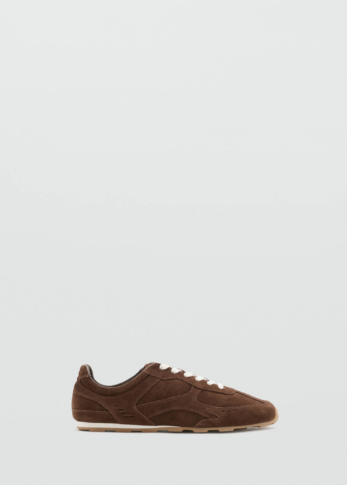 Contrast leather trainers — Chocolate