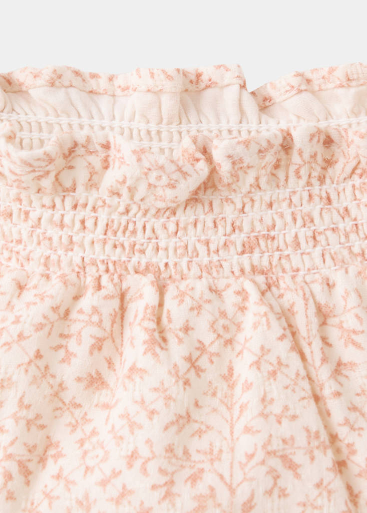 Floral print cotton romper — Off White