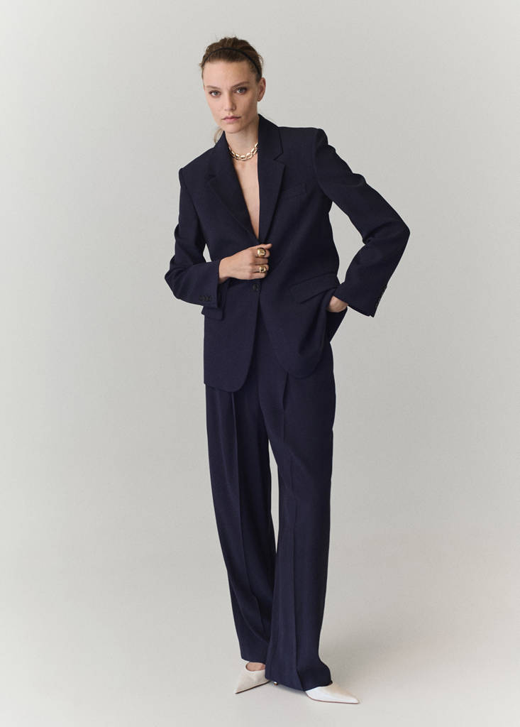 Mango Pantalon Droit Pinces In Violet