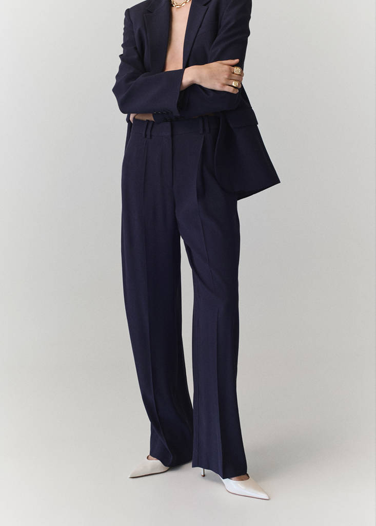 Straight-fit pleated trousers — Purple