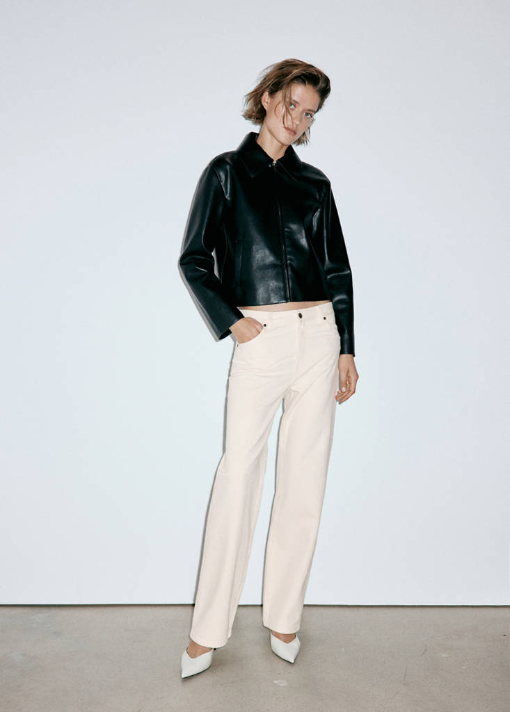 Miami medium-rise straight-fit jeans — Ecru