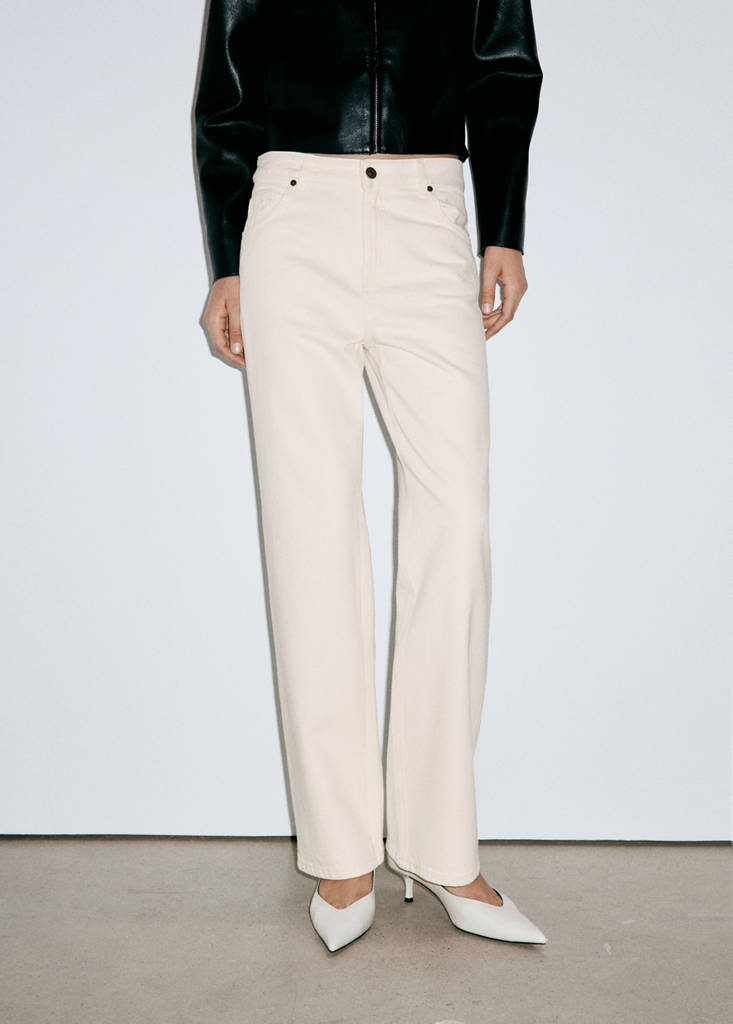 Miami medium-rise straight-fit jeans — Ecru