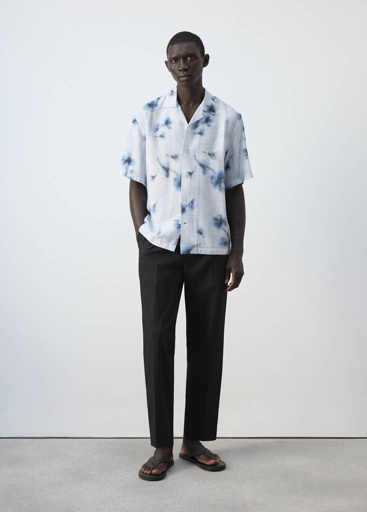 Regular-fit floral print shirt — Blue