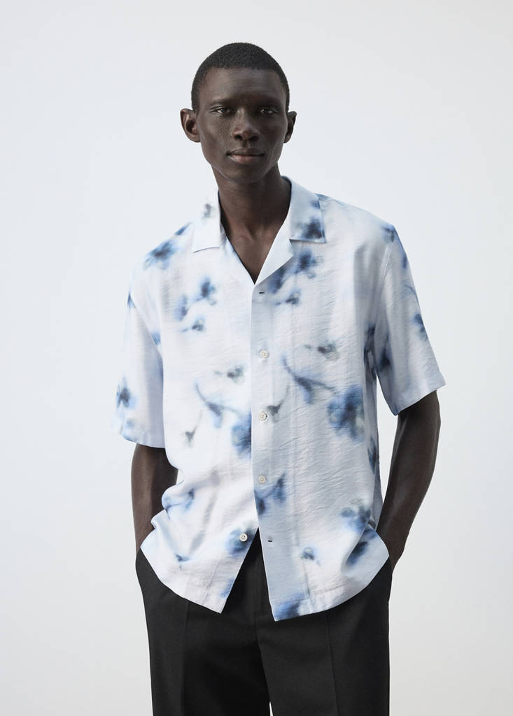 Regular-fit floral print shirt — Blue